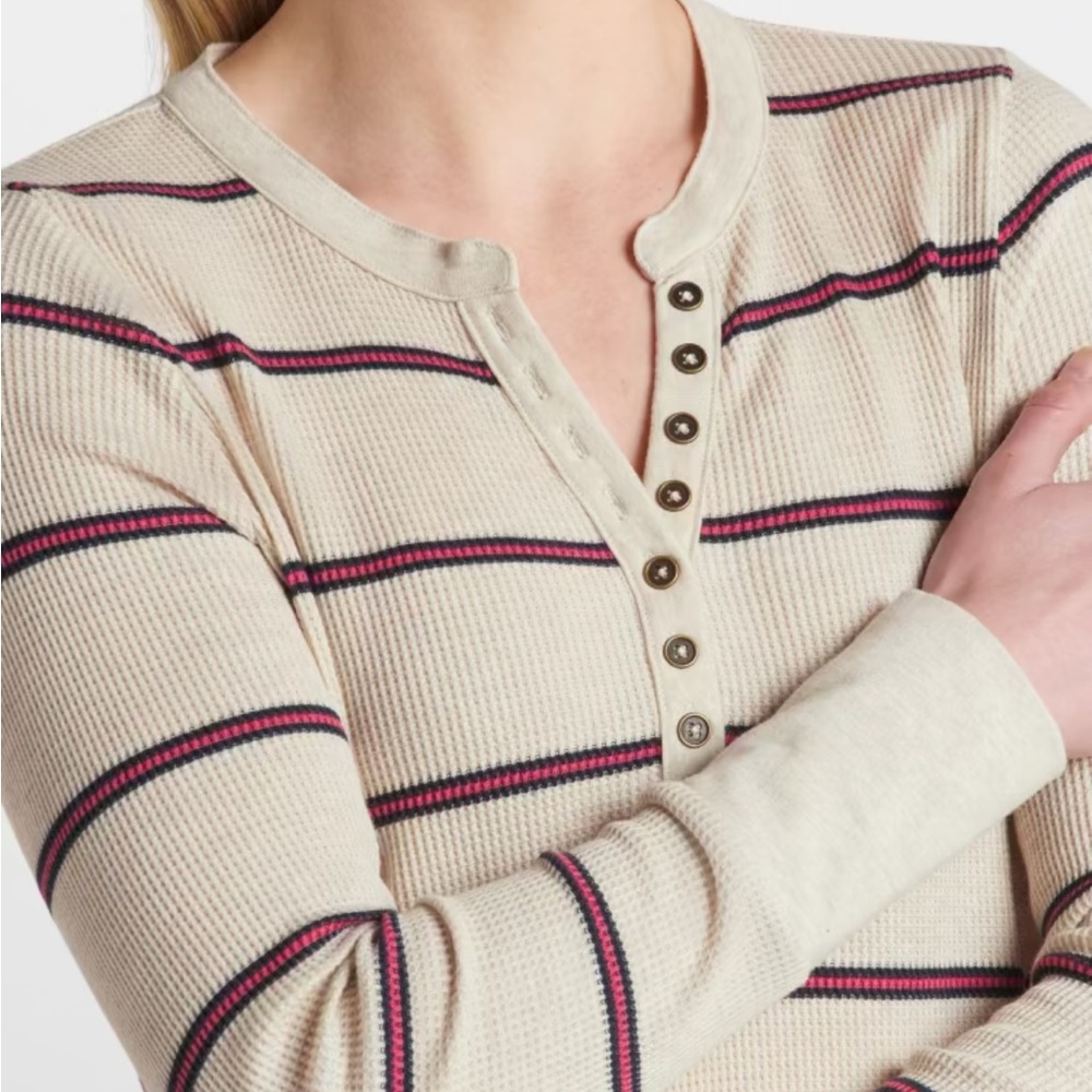 Market & Spruce Malia Henley Thermal Knit Top